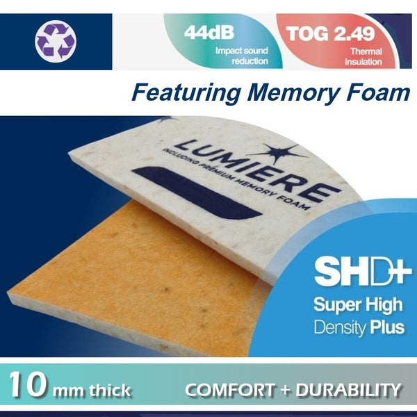 Lumiere 10mm Premium High Quality Carpet Underlay with Memory Foam